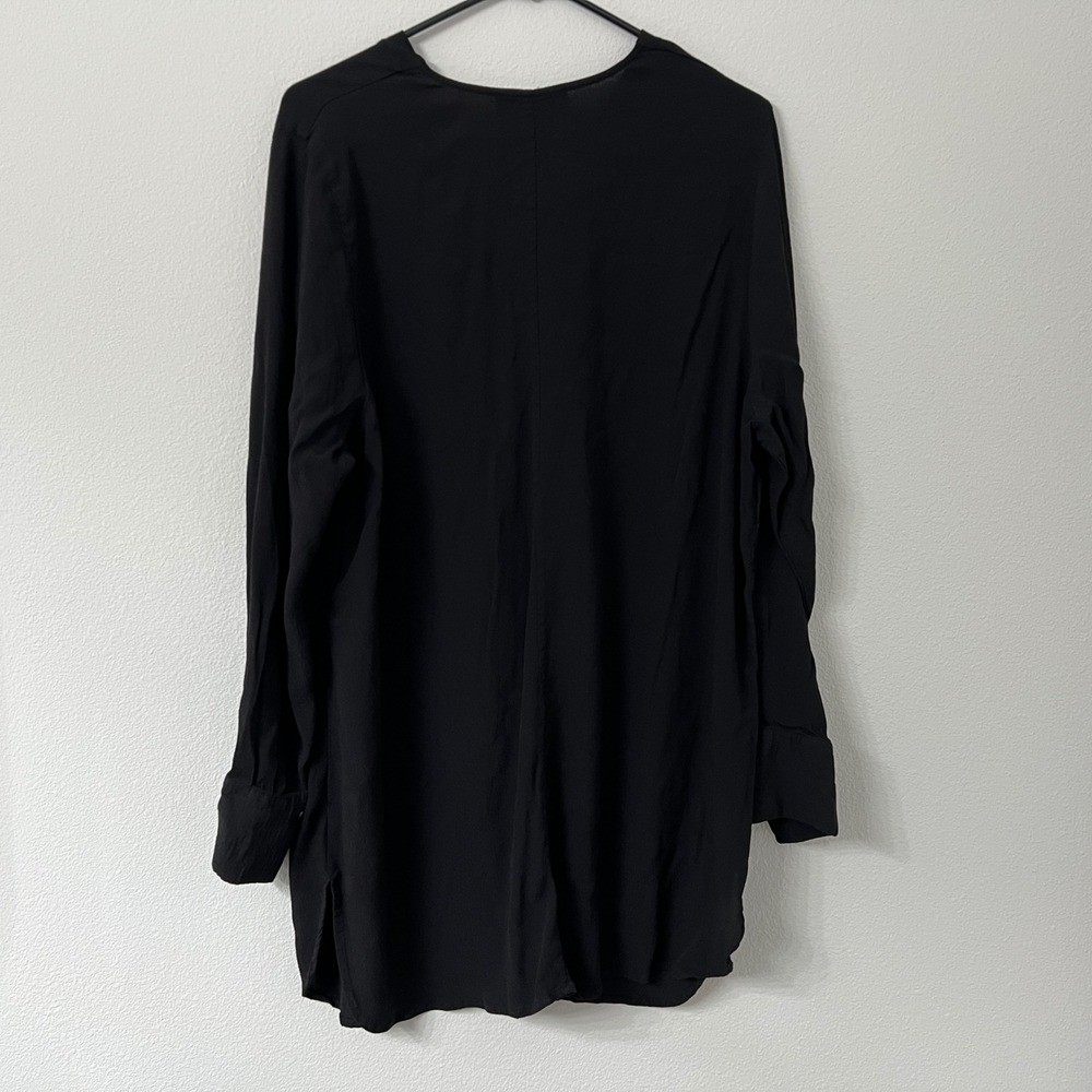 Eloquii Womens 20 Black V Neck Viscose Tunic Blouse Long Sleeve Plus Size - Picture 6 of 7